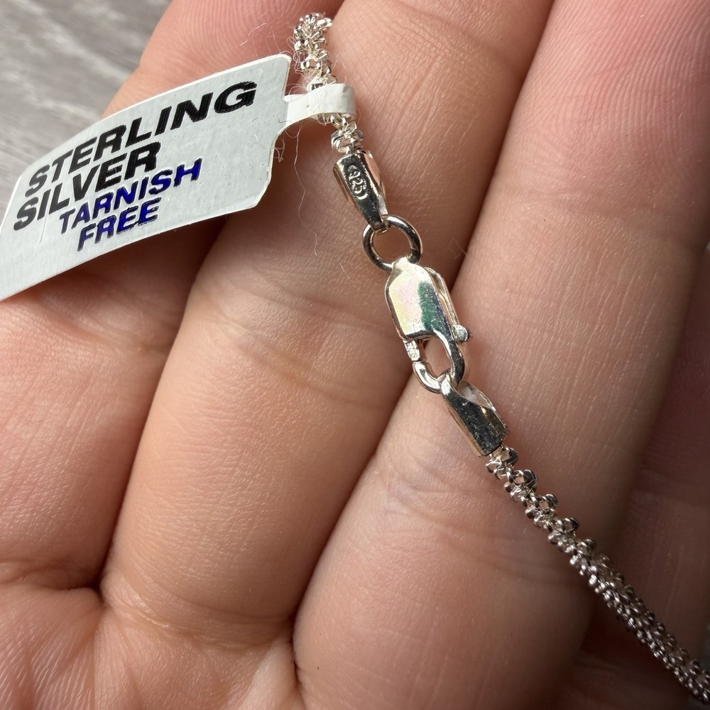 925 Sterling Silver Curb Chain Necklace Tarnish Free Italian Link New - Picture 5 of 6